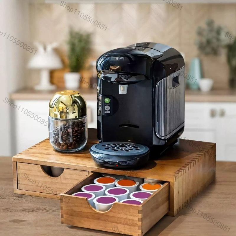 Tea Coffee Set Up - Drewniana szuflada, pojemnik na kawę, wysuwany