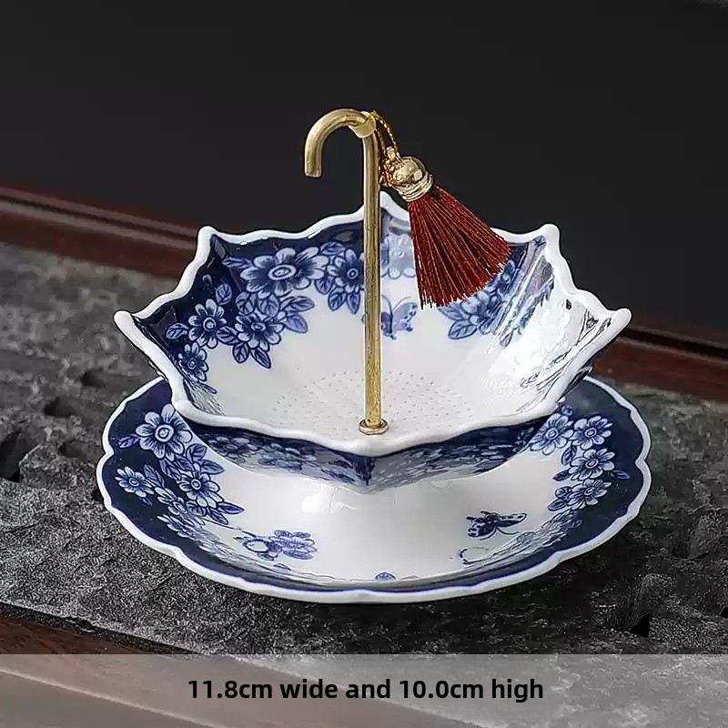 Coffee Leaves Tea - Chiński niebiesko-biały porcelanowy zaparzacz do herbaty