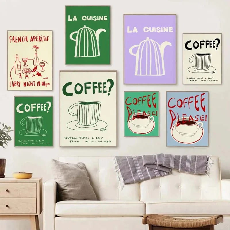 1 szt. bezramowy dekoracyjny w – Coffee Tea Drawing recenzja i cena